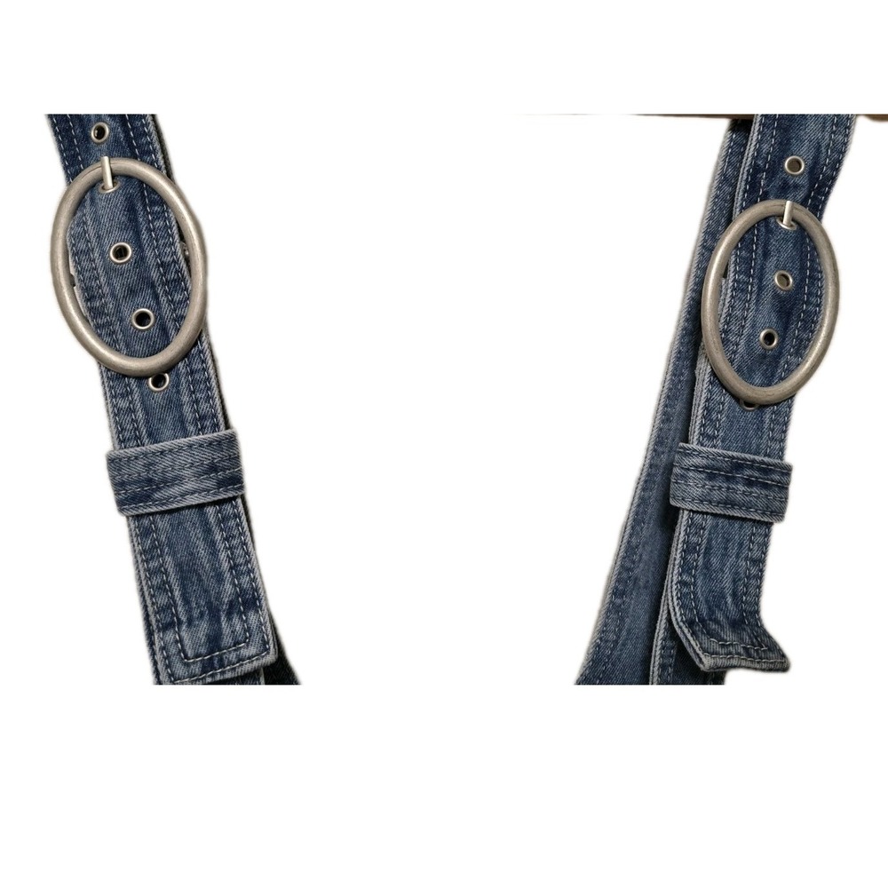 Womens Denim Overall Mini Dress Buckle Strap Button Front Size Small‎ Forever 21 - Picture 3 of 7